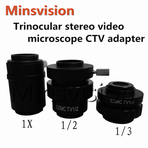 Microscope stéréo trinoculaire CMOS adaptateur de caméra SZM CTV1/2 1/3 objectif à monture C 25mm à 28mm Port de transfert demi-focus peut voir l'image ► Photo 1/5