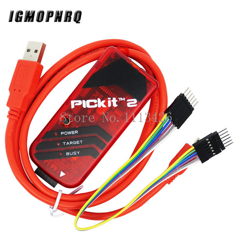 PICKIT2 PIC Kit2 – simulateur PICKit 2, programmeur Emluator couleur rouge avec câble USB, fil dupont ► Photo 1/1