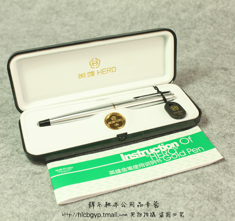 Stylo à plume Hero 800 avec clip en acier blanc, or 12k, cadeau, livraison gratuite ► Photo 1/1