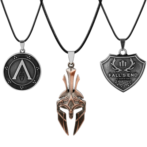 Jeu chaud bijoux spartiate lance de Leonidas masque collier hommes femmes Punk accessoires métal pendentif colliers ► Photo 1/6