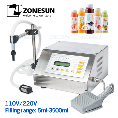 ZONESUN – Machine de remplissage pour petites bouteilles, 5-3500ml, commande numérique, eau, boisson, parfum, jus, lait, emballage liquide, GFK 160 ► Photo 1/6