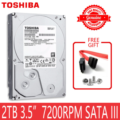 TOSHIBA-disque dur interne HDD, SATA 3 de 2000 pouces, avec une capacité de 2 to de 7200 go, 3.5 RPM, 64 mo de Cache, pour ordinateur de bureau ► Photo 1/6