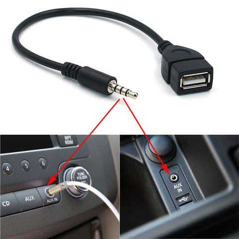 Adaptateur de câble pour lecteur MP3 de voiture, 3.5 Mm, prise Jack Audio  AUX mâle vers USB 2.0 femelle, convertisseur de câble, accessoires de  voiture