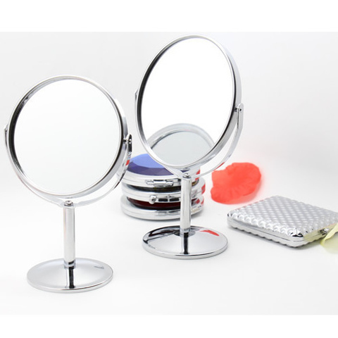 Mignon circulaire Ellipse fille dame maquillage miroir cosmétique Double face Normal + loupe miroirs cadeaux pour les femmes #11 ► Photo 1/5