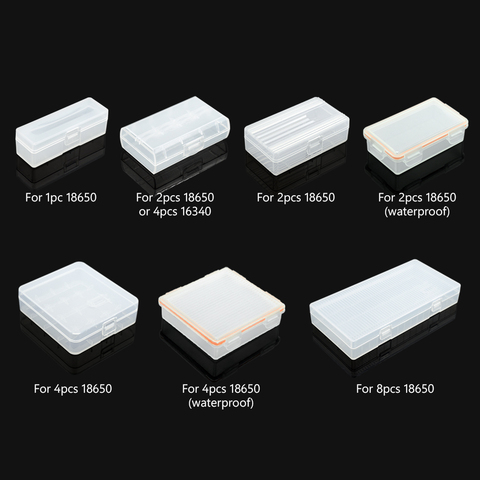 Plastique dur 18650 boîtes de rangement de batterie support de boîtier avec pince pour 1/2/4/8x18650 4x16340 batterie Rechargeable étuis étanches ► Photo 1/6