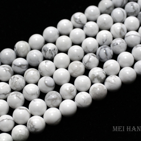 Meihan collier Howlite perles rondes naturelles, 6mm, 8mm, 10mm, pour la fabrication de bijoux, pierre design, tendance, bracelet à bricoler soi-même femmes ► Photo 1/2