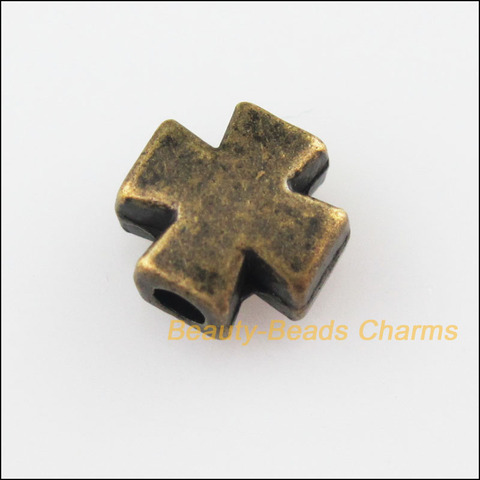 25New – petites breloques croisées lisses de couleur Bronze antique, perles d'espacement de 8mm ► Photo 1/5