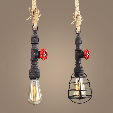 Rétro loft tuyau suspension lampe vintage corde lumière salle à manger restaurant allée couloir pub étude bureau bar café lustre ► Photo 1/6