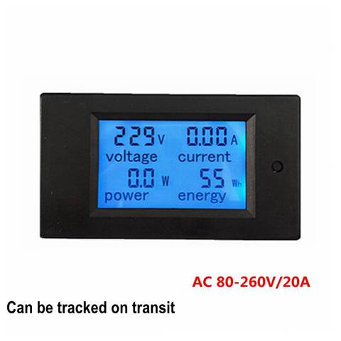Nouveau LCD AC 80-260V/20A voltmètre ampèremètre Volt puissance jauge d'énergie avec rétro-éclairage bleu fonction de stockage de données ► Photo 1/6