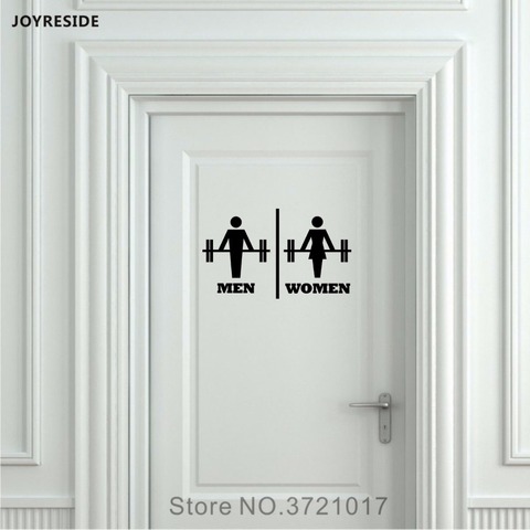 JOYRESIDE-autocollant mural en vinyle pour hommes et femmes, autocollant de poids unisexe, toilettes, toilettes, porte, décoration amusante, gymnastique musculaire, entraînement, XY095 ► Photo 1/3