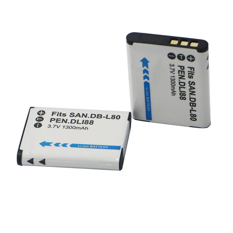 Batterie de caméra numérique li-ion LI88, 2 pièces, DB L80, pour Sanyo, pour PENTAX CG100 ► Photo 1/6