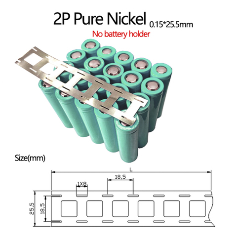 Bandes de Nickel pur 2P 18650, 0.15*25.5mm, bandes de Nickel pur à haute pureté pour Batteries au Lithium 18650 ► Photo 1/6