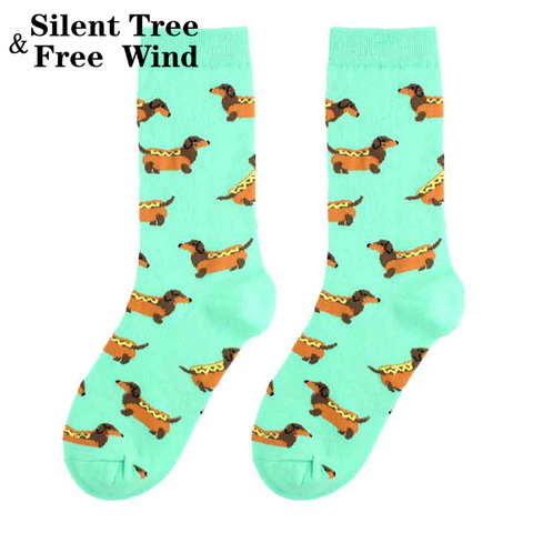 Drôle femmes teckel équipage chaussettes nouveauté mode Hot-Dog animal de compagnie chiot bande dessinée coton chaussette pour les amoureux ► Photo 1/1