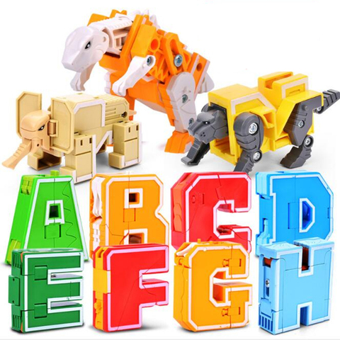 Robot de Transformation avec lettres anglaises, 26 lettres anglaises, animaux, figurines créatives, éducatives, nombres, Robot, bloc de construction, jouet ► Photo 1/4
