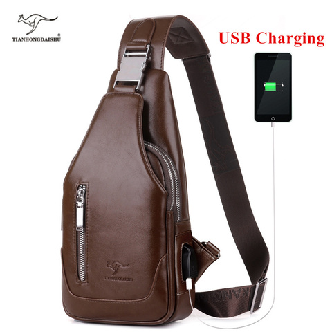 Sac de messager pour homme sac à bandoulière en cuir PU pour hommes sacs à bandoulière pour affaires sacs de messager pour homme avec Charge USB ► Photo 1/6