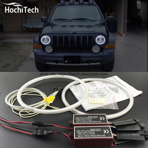 HochiTech ccfl ange yeux kit blanc 6000k ccfl halo anneaux phare pour Jeep Liberty KJ 2000 2001 2002 2003 2004 2005 2006 2007 ► Photo 1/6