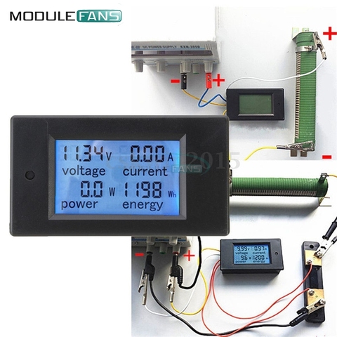 Voltmètre numérique LCD 20A DC 100V, tension Watt, courant, ampèremètre ► Photo 1/6
