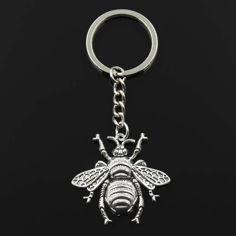 Porte-clés à la mode avec abeille miel, pendentif 30mm, 40x38mm, couleur Bronze argent, Souvenirs de voiture, livraison directe ► Photo 1/5