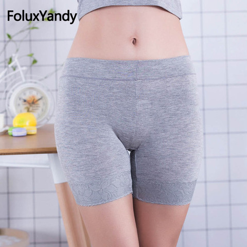 Respirant bambou Fiber sécurité Shorts pantalons femmes grande taille élastique Shorts solide été dentelle maigre sécurité Shorts RUJLWY07 ► Photo 1/6