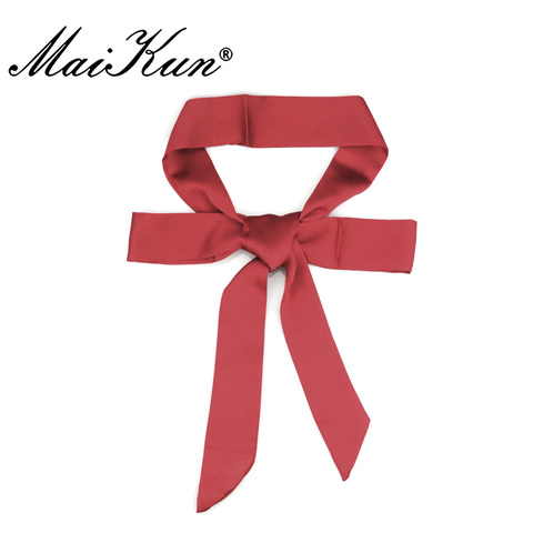 Maikun – ceintures fines en soie pour femmes, couleur unie, faciles à attacher, faciles à assortir ► Photo 1/6
