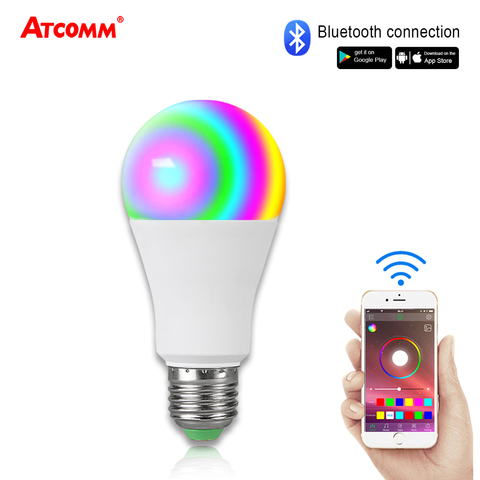 Ampoule LED E27 RGBW Bluetooth 15W, 85-265V, 20 Modes, couleurs magiques, commande musicale, fonction pour maison, hôtel, Bar ► Photo 1/6