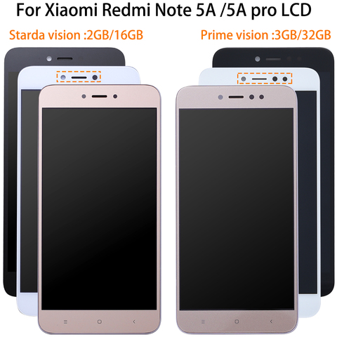 100% Test Pour xiaomi Redmi Note 5A LCD Affichage à L'écran Tactile Digitizer Assemblée + cadre Remplacement Pour xiaomi NotE 5a premier/pro ► Photo 1/6