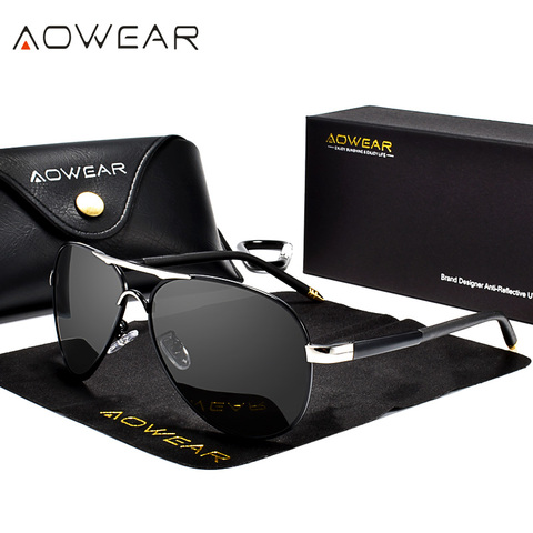 AOWEAR – lunettes de soleil polarisées de styliste pour hommes et femmes, revêtement d'aviation, miroir, oculos gafas lentes de sol ► Photo 1/6