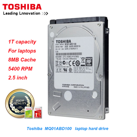 Toshiba – disque dur interne SATA/300, 1 to, 5400RPM, 8 mo de Cache, 2.5 pouces, pour ordinateur portable, Original ► Photo 1/6