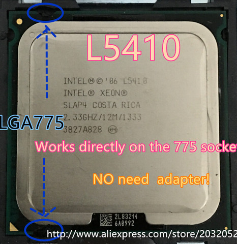 Lntel-processeur Xeon L5410 2.33GHz/12M/1333Mhz/CPU égal à LGA775 Core 2 Quad Q8200, fonctionne sur la carte mère LGA775, pas besoin d'adaptateur ► Photo 1/3
