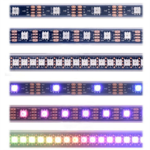 Bande lumineuse LED intelligente, rvb, 30/60/144 diodes/Pixels/m, IP30/IP65/IP67, DC5V, APA102C 5050 smd, 1m/5m, APA102 SK9822 ► Photo 1/6