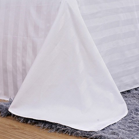Drap de lit blanc 100% coton, drap de lit plat de couleur unie, literie d'hôtel ► Photo 1/6