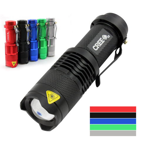 Puissant SK68 LED Q5 résistant à l'eau lampe de poche lentille convexe Mini lampe torche zoom lampe de poche 3 Modes torche ► Photo 1/6