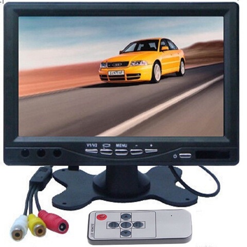 Moniteur de voiture HD 7 pouces, écran couleur TFT LCD, caméra de recul, avec 2 canaux, entrée vidéo, pour DVD, VCD ► Photo 1/1