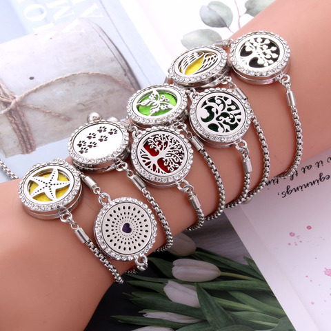 Bracelets ajustables, nouveau bracelet diffuseur d'arôme, parfum, huile essentielle, médailles d'aromathérapie, bijoux à la mode, bracelet ajustable en cristal ► Photo 1/6