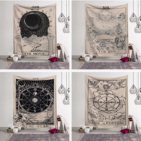 Tapis mural en forme de Mandala, pour motif sorcière, pour la plage, Hippie, motif de lune et de soleil style bohème, Art pour la maison, décoration psychédélique ► Photo 1/6