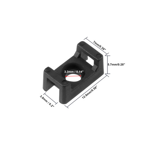 Uxcell – attache de câble en Nylon noir, 46 pièces/lot, trou de largeur de 3.8mm, Base de trou de vis de 3.3mm, support de fil de Type selle HC-1S 12.6x7x5.7mm ► Photo 1/3