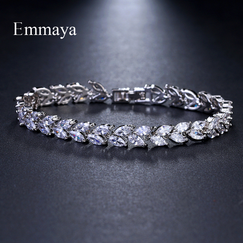 Emmaya marque mode breloque AAA cubique blanc Zircon quatre couleurs feuille bijoux Bracelets pour femme élégance cadeau de fête de mariage ► Photo 1/6