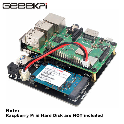 Geeekei – carte d'extension de stockage X852 Dual MSATA SSD, Module USB 3.0, adaptateur d'alimentation pour Raspberry Pi 1 modèle B +/2 /3(B PLUS) ► Photo 1/6
