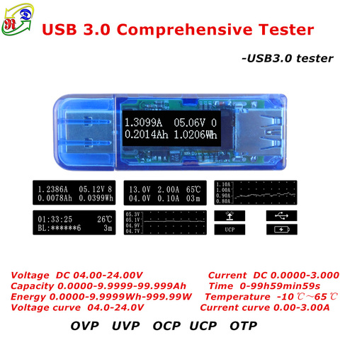 RD USB 3.0 OLED testeur complet de courant 5 bits 4 bits, voltmètre ammètre capacité de puissance pour chargeur ► Photo 1/5