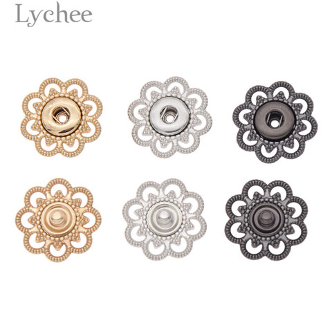 Litchee Life-10 boutons pression creux en métal, 10 pièces, boutons de couleur or argent, accessoires de couture pour vêtements ► Photo 1/6