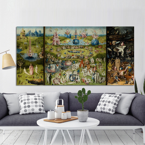 Bosch-affiche de délice du jardin des terres, peinture sur toile murale classique et célèbre pour décor de chambre ► Photo 1/6