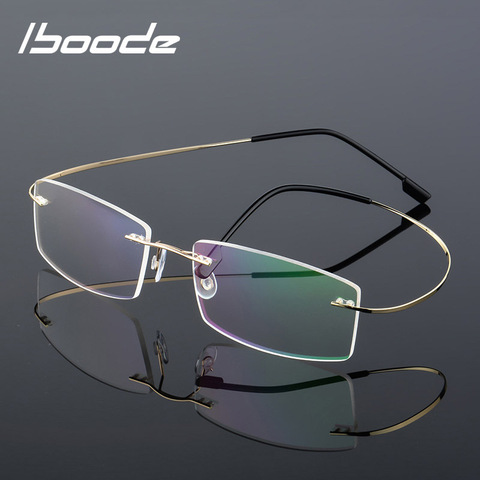 Iboode – lunettes de myopie ultralégères pour hommes, verres sans bords, monture métallique, Diopters -1 1.5 2 2.5 3 3.5 4 ► Photo 1/6