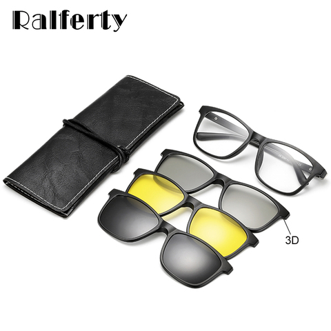 Ralferty multi-fonction magnétique polarisé pince sur lunettes de soleil hommes femmes TR90 3D jaune Vision nocturne lunettes myopie optique cadres ► Photo 1/6