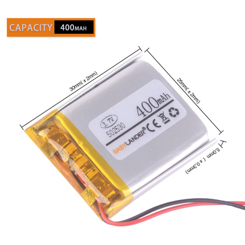 3.7V 502530 400 mah lithium-ion polymère batterie qualité produits qualité de la CE FCC ROHS autorité de certification 052530 522430 ► Photo 1/4