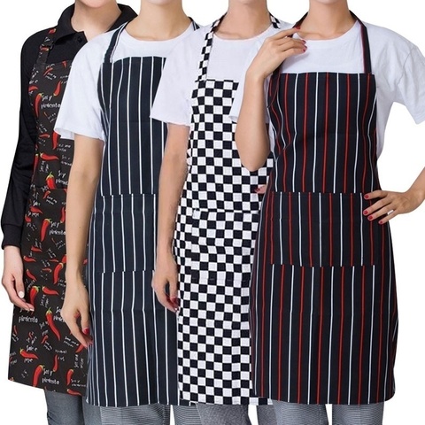 Tablier de Chef cuisinier pour femmes, pour barbecue, avec 2 poches, robe de serveur de Style Simple ► Photo 1/5
