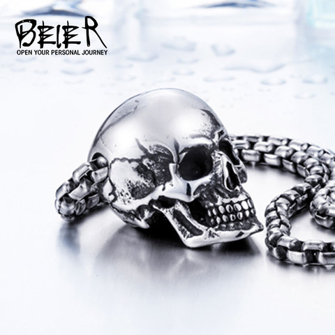 Beier – collier avec pendentif en acier inoxydable 316L, collier de motard, crâne, super punk, bijoux à la mode, nouvelle collection, LLBP8-216PD ► Photo 1/3