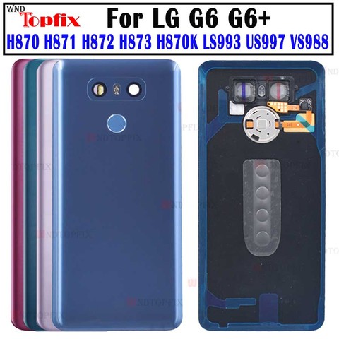 Pour LG G6 Plus couverture arrière pour Lg g6 couvercle de batterie boîtier de porte avec lentille de caméra en verre tactile ID pour LS993 US997 VS998 H870 ► Photo 1/6