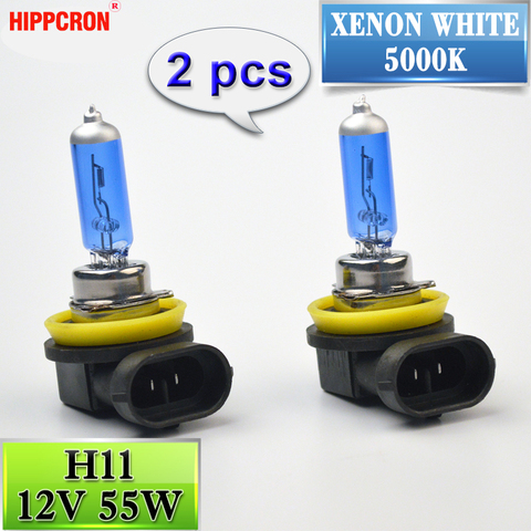 Hippcron-ampoules halogènes H11, phare de voiture, 2 pièces (1 paire) en verre Quartz 5000K, bleu foncé, 12V 55W ► Photo 1/6