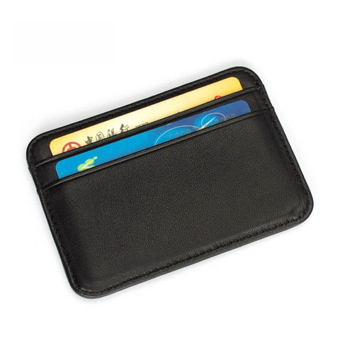 Super mince doux en peau de mouton véritable porte-cartes en cuir Mini carte de crédit portefeuille hommes mince porte-cartes petit sac à main porte-carte d'affaires ► Photo 1/5