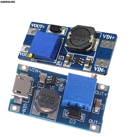 Module d'amplification réglable, plaque d'amplification 2A, Module avec MICRO USB 2V-24V à 5V 9V 12V 28V, MT3608 ► Photo 1/4